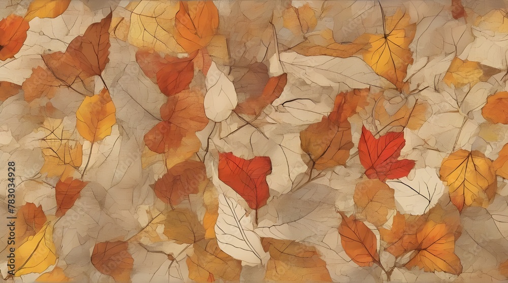 Colorful and bright background made of fallen autumn leaves generative ai  