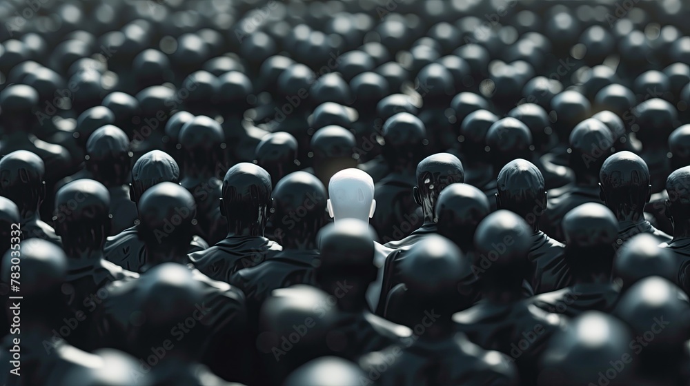 Stand out in the crowd. Idea: A white man in a large crowd of black men. Stand out in the crowd. Idea: A white man in a large crowd of black men.