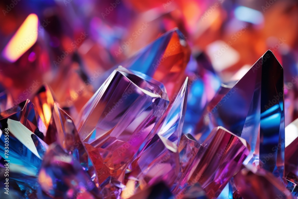 Macro shot of a crystal's surface texture and reflections Macro shot of a crystal's surface texture and reflections