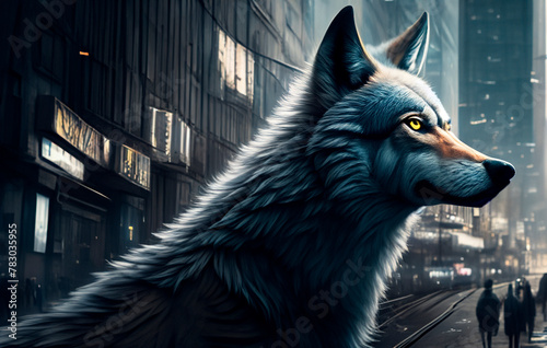 Ein Wolf in der Stadt photo
