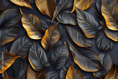 Elegant Golden Leaf Pattern Wallpaper  Timeless Sophistication