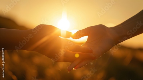 Hands United at Golden Sunset