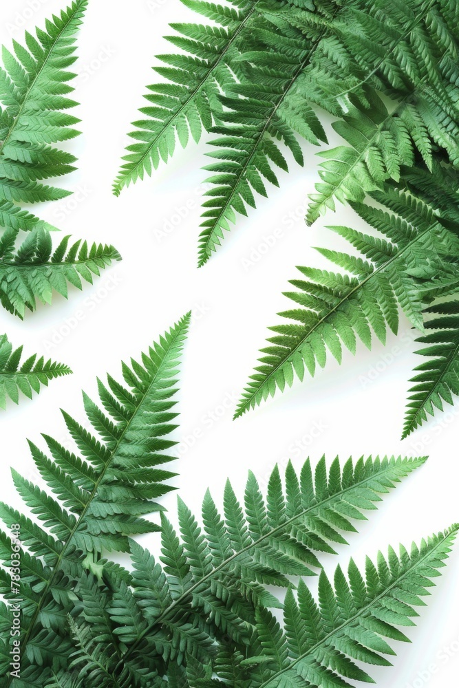 Naklejka premium White background. Fern branches.