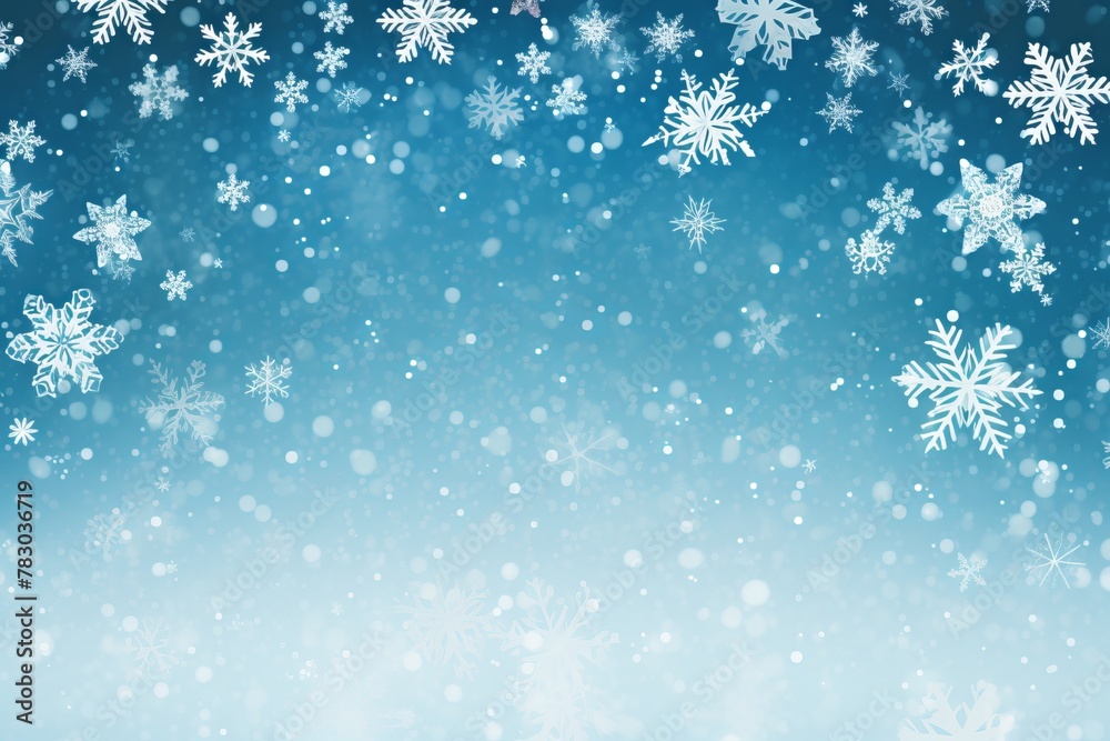 Playful snowman and snowflakes on a wintry blue background