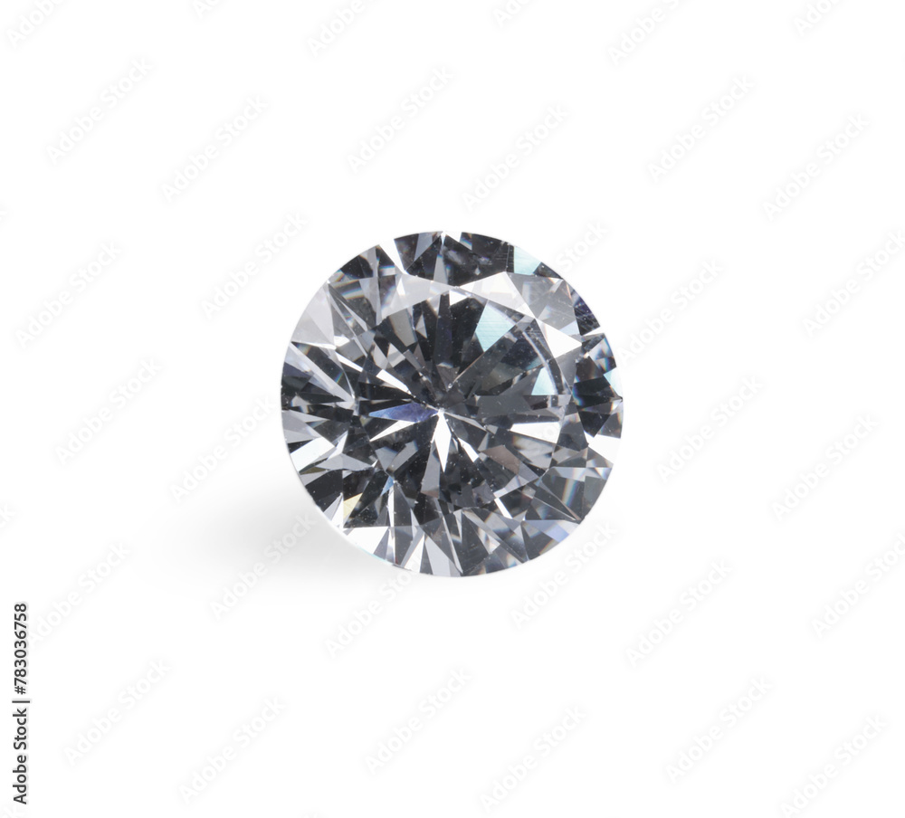 One beautiful shiny diamond isolated on white, above view One beautiful shiny diamond isolated on white, above view