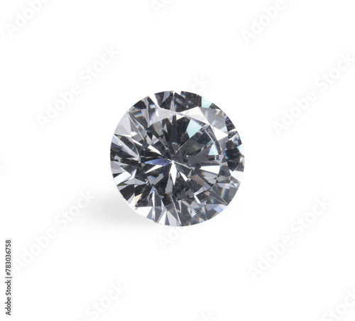 One beautiful shiny diamond isolated on white, above view
