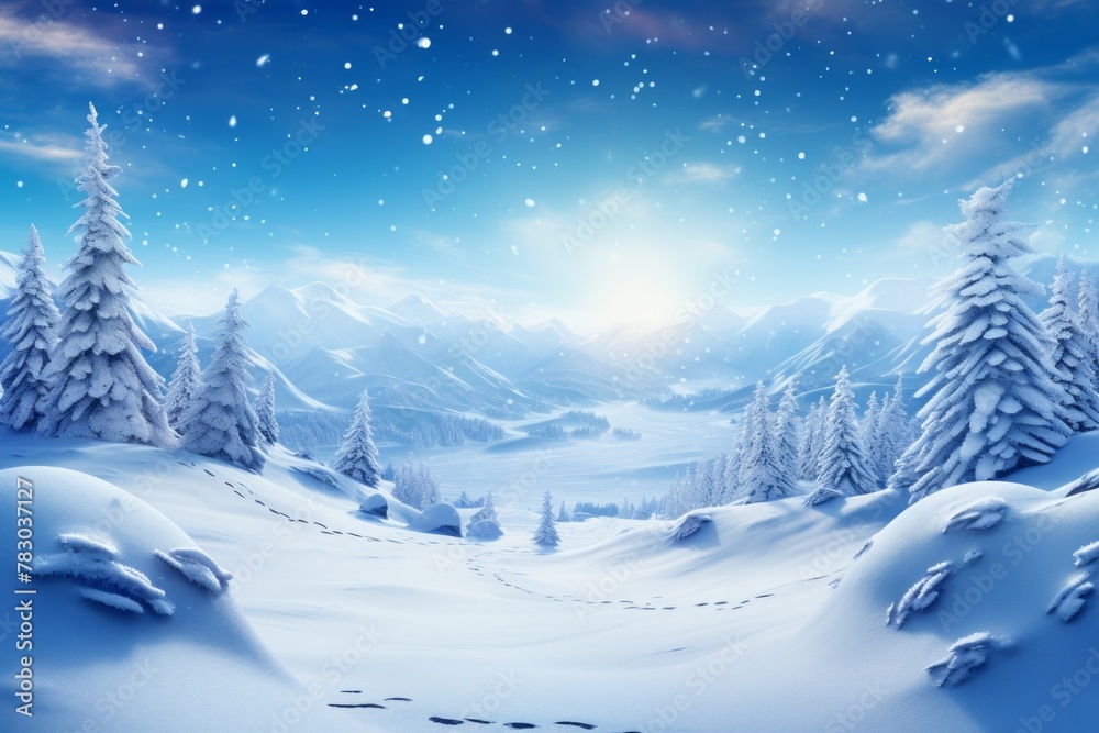 Snowy landscape with space for your winter wonderland invitation.