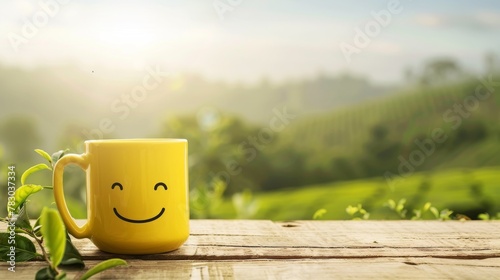 A Smiling Mug on Rustic Table © MP Studio