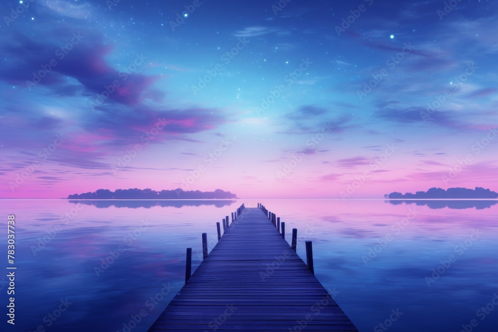 Serene and peaceful dock stretching out into the calm waters
