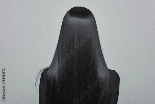 Elegant Korean Woman with Luxurious Long Hair photo