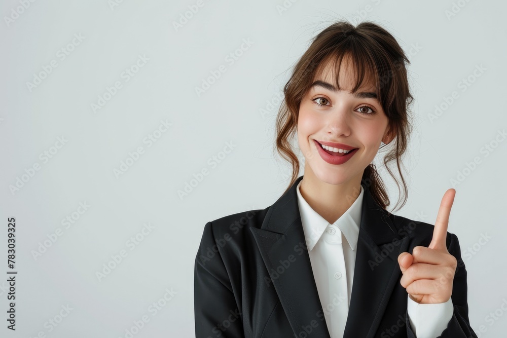 Successful Female Executive Pointing in Corporate Outfit Successful Female Executive Pointing in Corporate Outfit