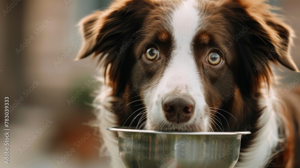A Border Collie Eating