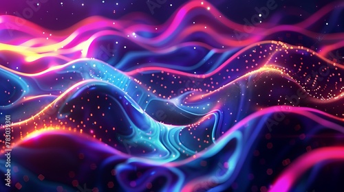 Abstract holo background with pulsating neon lights