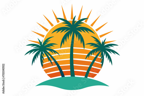 sun with palms vector artwork illustration