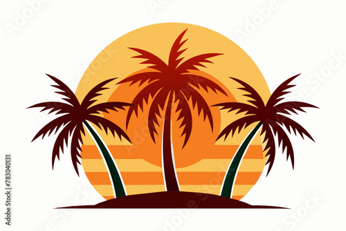 sun with palms vector artwork illustration