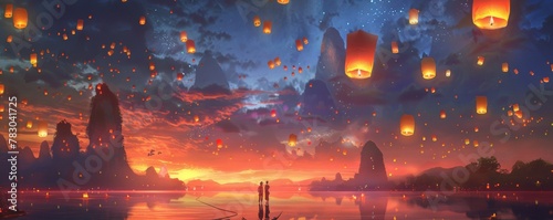Songkrans eve lantern release a sky alight with hopes and dreams for the New Year photo