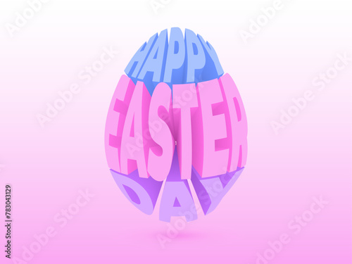 Lettering Happy Easter Day in egg shape. Typography in egg shaped. Vector illustration.