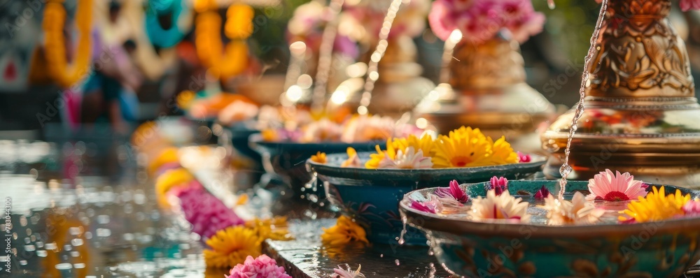 Tradition meets tranquility in a Songkran morning scene