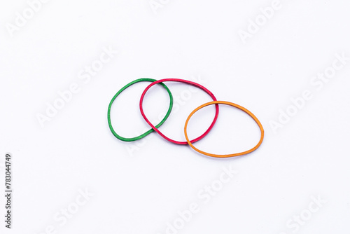 Rubber band binding on isolated white background