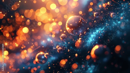 Glowing 3D particles floating in a surreal, dreamlike space