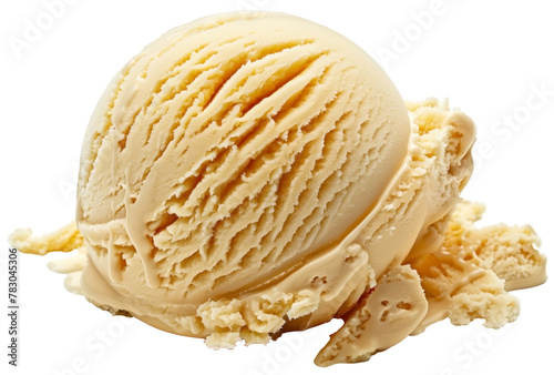 A single scoop of vanilla ice cream melting on a transparent background © Natalia