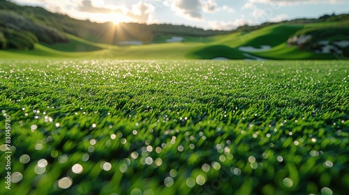Green grass background with dramatic sunlight.