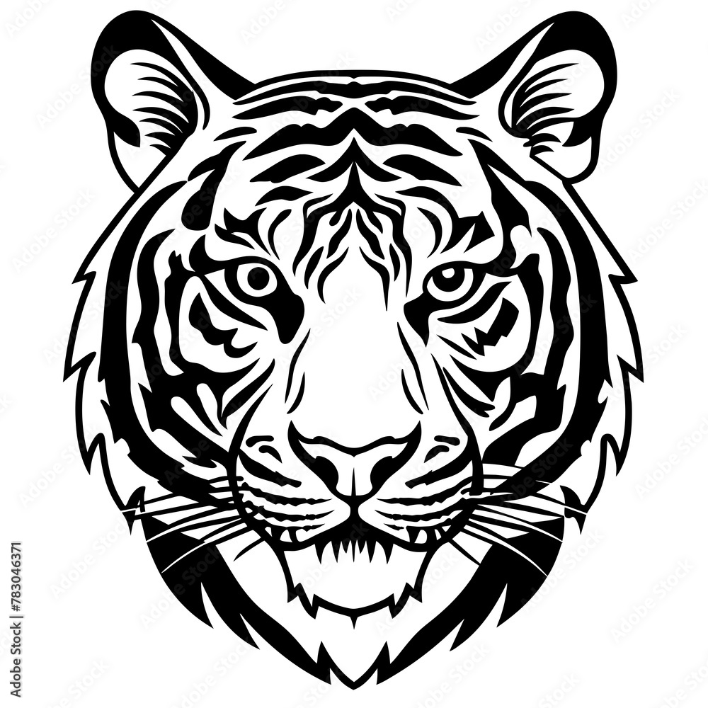 Tiger head silhouette vector illustration for logo Design isolated on white background 