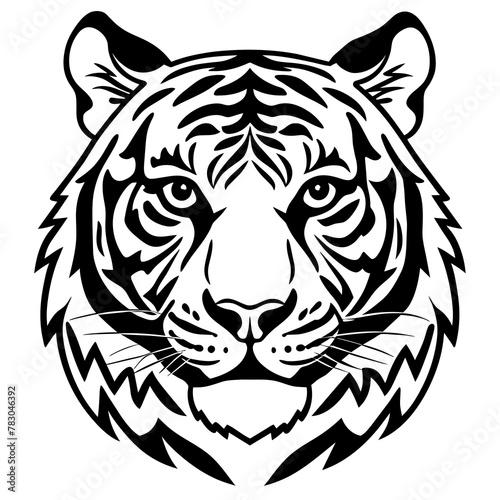 Fototapeta Naklejka Na Ścianę i Meble -  Tiger head silhouette vector illustration for logo Design isolated on white background 