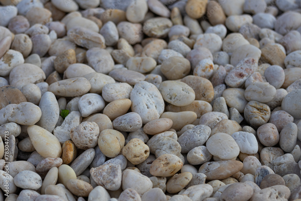 White stone background and stone texture, round white stones used to form walkways. and decorate fish tanks or various areas for beauty.