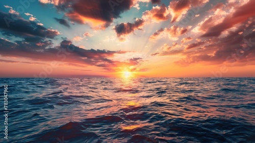 sunrise in the sea  beautiful sunrise above the sea landscape background .AI generated