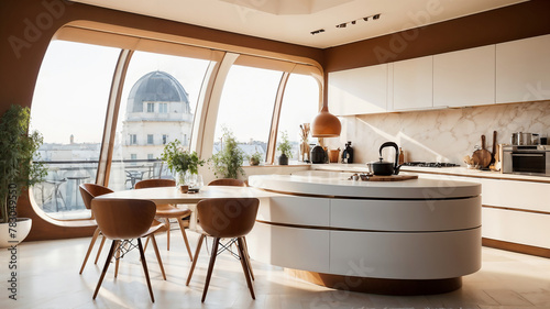 Cocina de un apartamento moderno parisino. Interior francés.