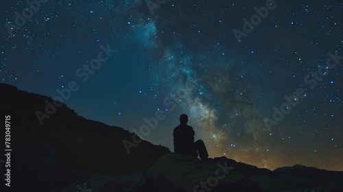 Beneath the starlit sky, my faithful companion and I camp under the vast expanse of the universe, our hearts filled with gratitude for the shared experiences of our journey.
