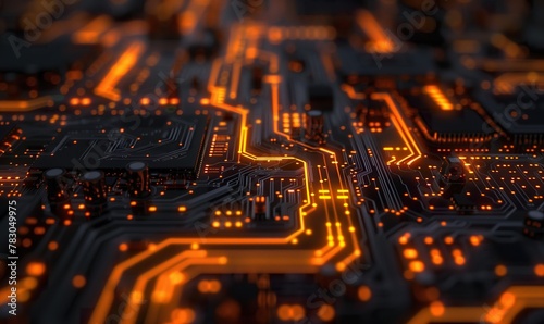 circuit electronic board with microchip, hardware and technology background concept, computer motherboard macro