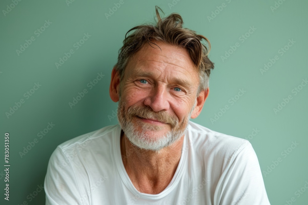Portrait of a senior man with a beard on a green background Portrait of a senior man with a beard on a green background