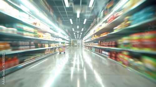 Blurred Motion in Supermarket Aisle
