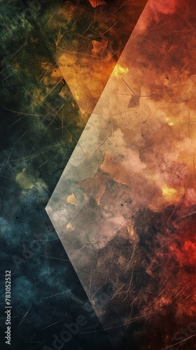 Vibrant abstract background featuring a triangle at the center, with a blend of colors photo