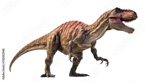 Tyrannosaurus rex with powerful jaws open  ferocious might of the t-rex isolated on transparent background.  