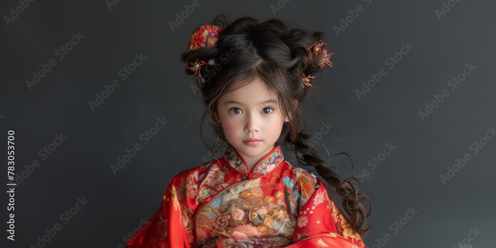 A young girl dressed in a traditional Chinese costume. A young girl dressed in a traditional Chinese costume.
