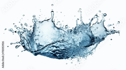 Blue water splash isolated on black background