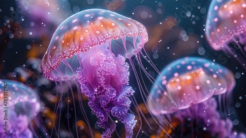 Enigmatic Presence of Cannonball Jellyfish Hovering in the Deep. © pengedarseni
