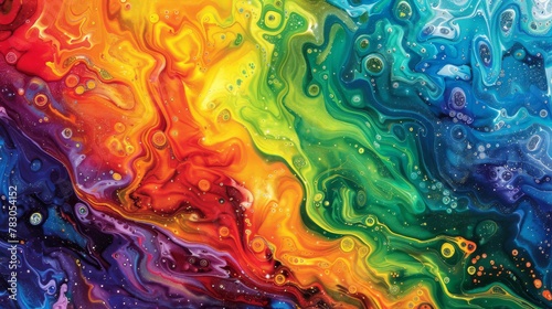 Cosmic color fusion in a fluid abstract, ideal for imaginative and fantasy themes.