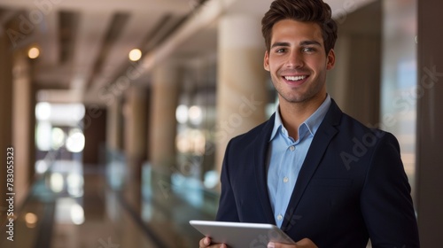 Smiling Professional Holding a Tablet © PiBu Stock