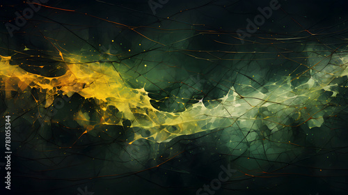 Digital green and yellow strings tangled together abstract graphic poster web page PPT background © yonshan