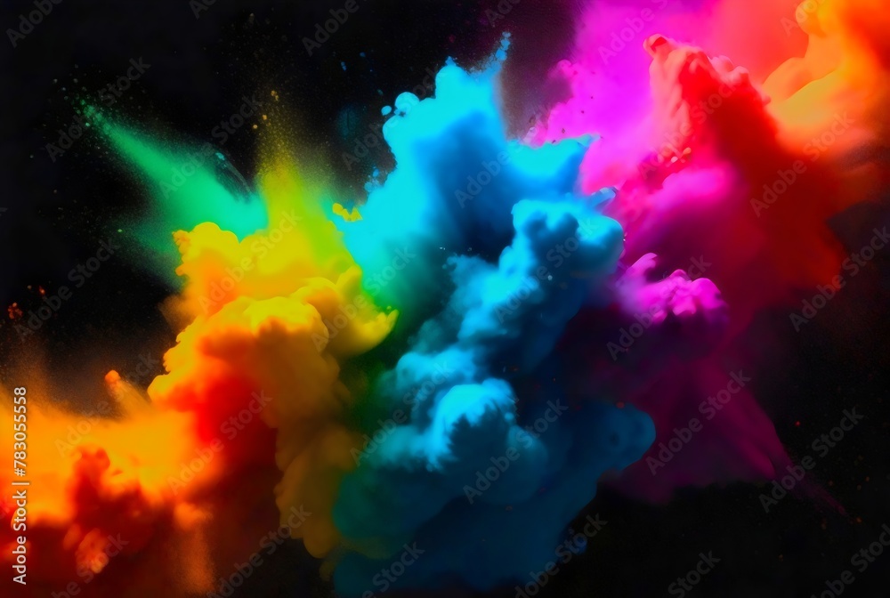 Holi paint rainbow multi colored powder explosion on background Holi paint rainbow multi colored powder explosion on background
