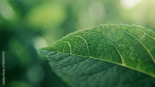 Closeup of a leaf with a blurry background.Volumetric Lighting