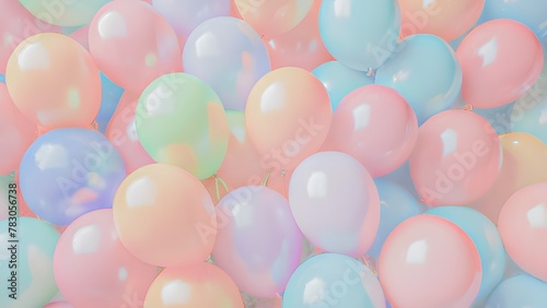 Birthday balloons in faded fluor colors.