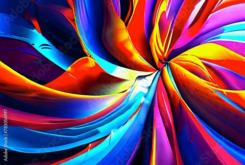  3D rendering of colorful abstract twisted wavy background 