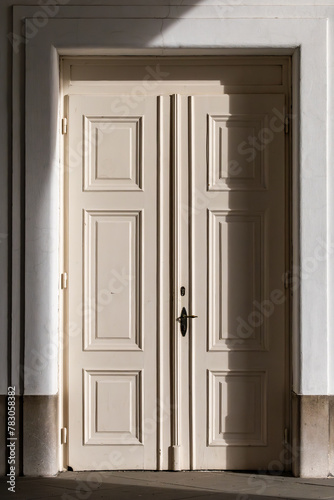 Vienna, Austria A classic old wooden door with panels.