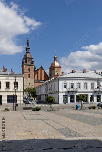 View of the Market Square on a sunny day, Nowy Sacz, Poland