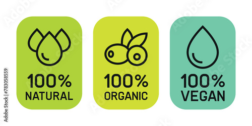 100 percent organic olive oil label with oil drop symbol